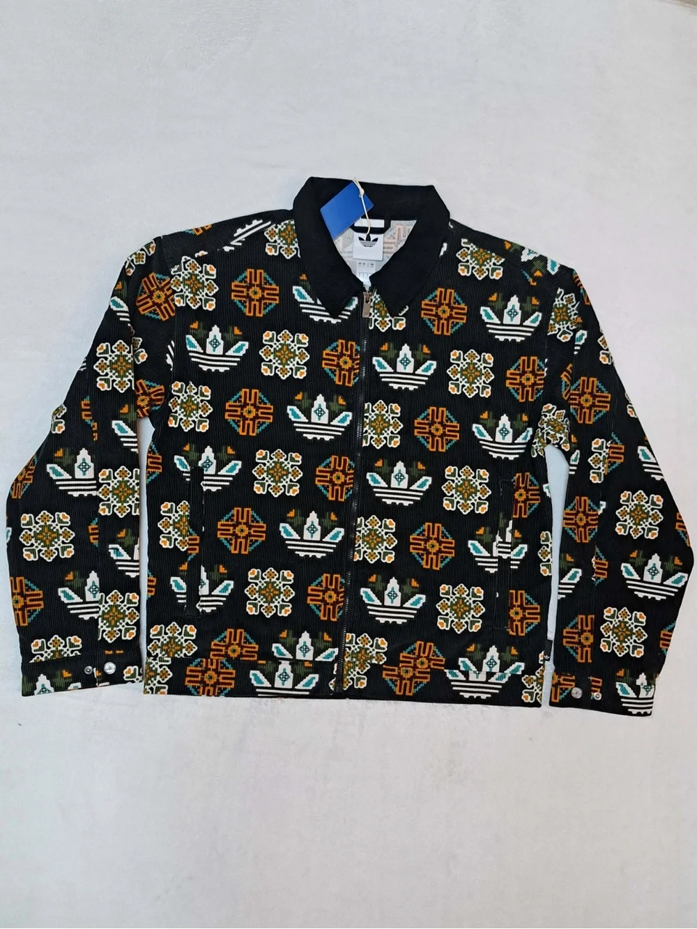 Adidas Monogram Allover Print Corduroy Coach Jacket - Men's size SMALL